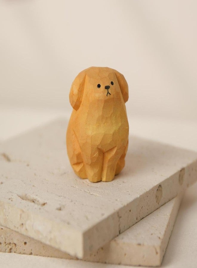 INF-STAR Cute Small Wood Golden Retriever Figurine,1.6'' Handmade Carved Golden Retriever Statue, Unique Dog Figure Collectibles Home Decor Gift for Dog Lover - Image 1